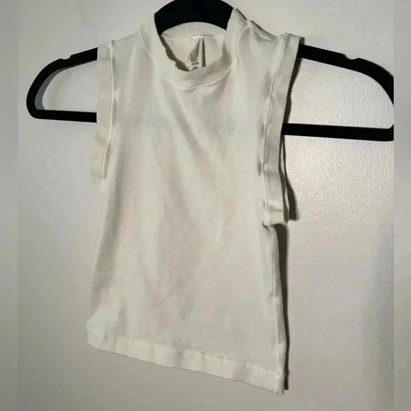 Skims Off-White Cotton Jersey Mock Neck  Tank Top XXS - Picture 3 of 5